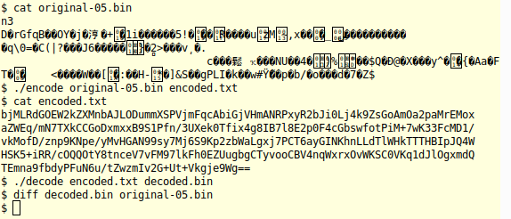 Figure: example execution of encode and decode